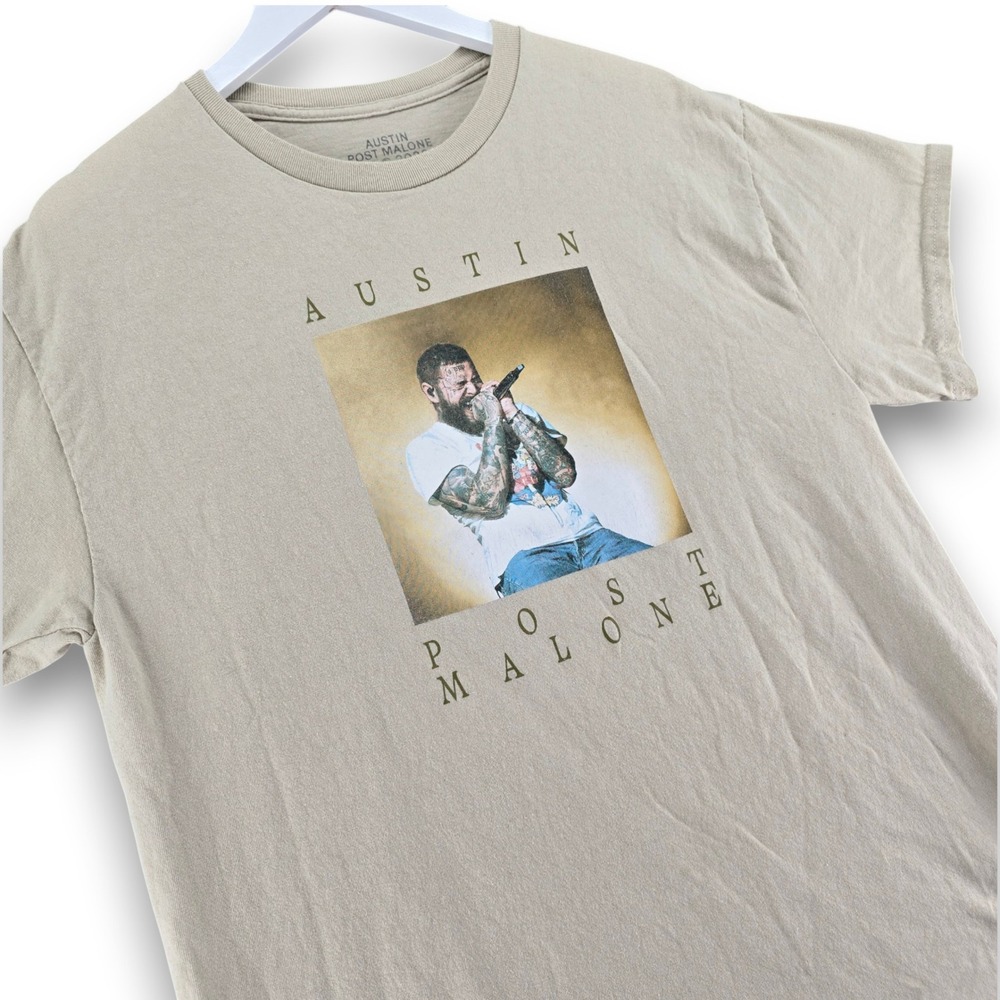 Post Malone Austin Tour T Shirt Mens XL Tan Cotton Graphic Concert Merch 2023